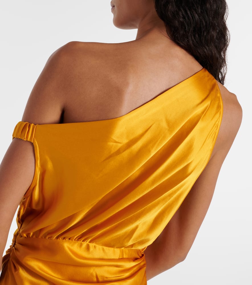 Draped silk satin wrap gown
