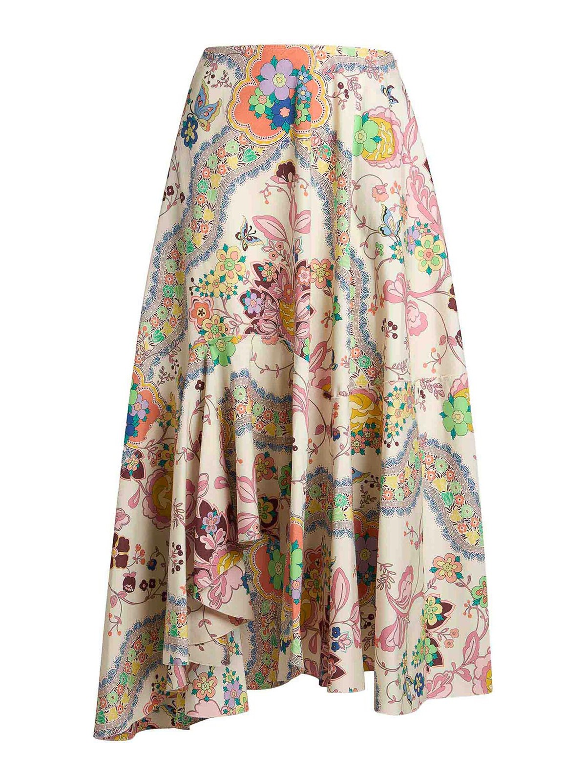 Multicolor Cotton Midi Skirt