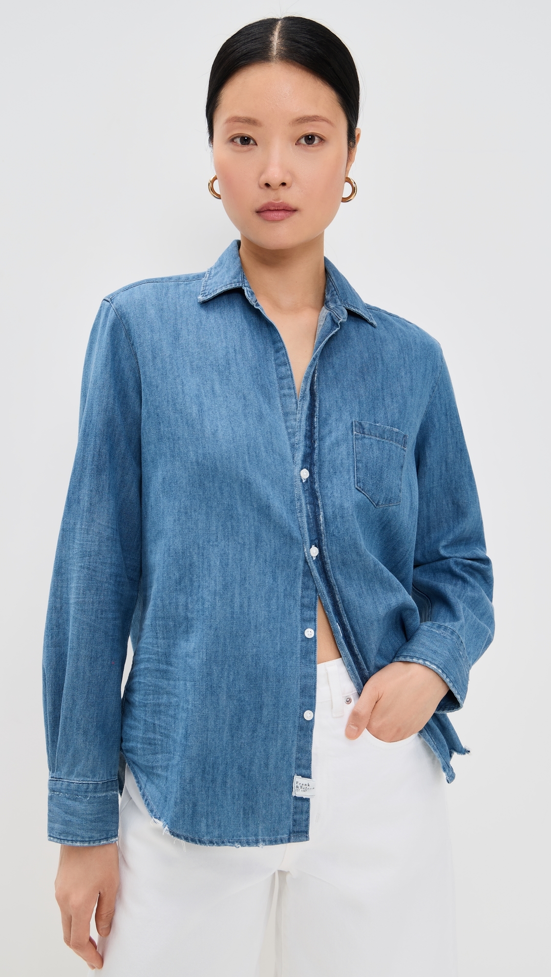 Frank & Eileen Eileen Denim Relaxed Button Down Shirt Vintage Stonewashed Indigo