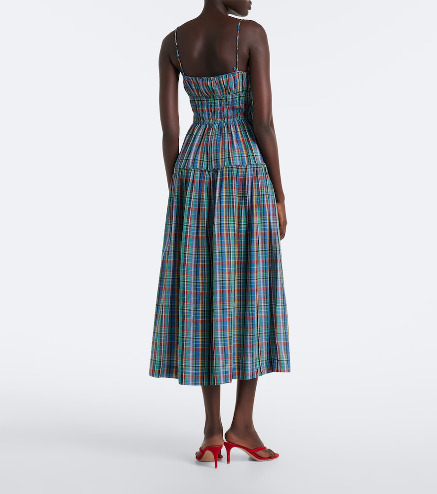 Dôen Brielle plaid cotton midi dress