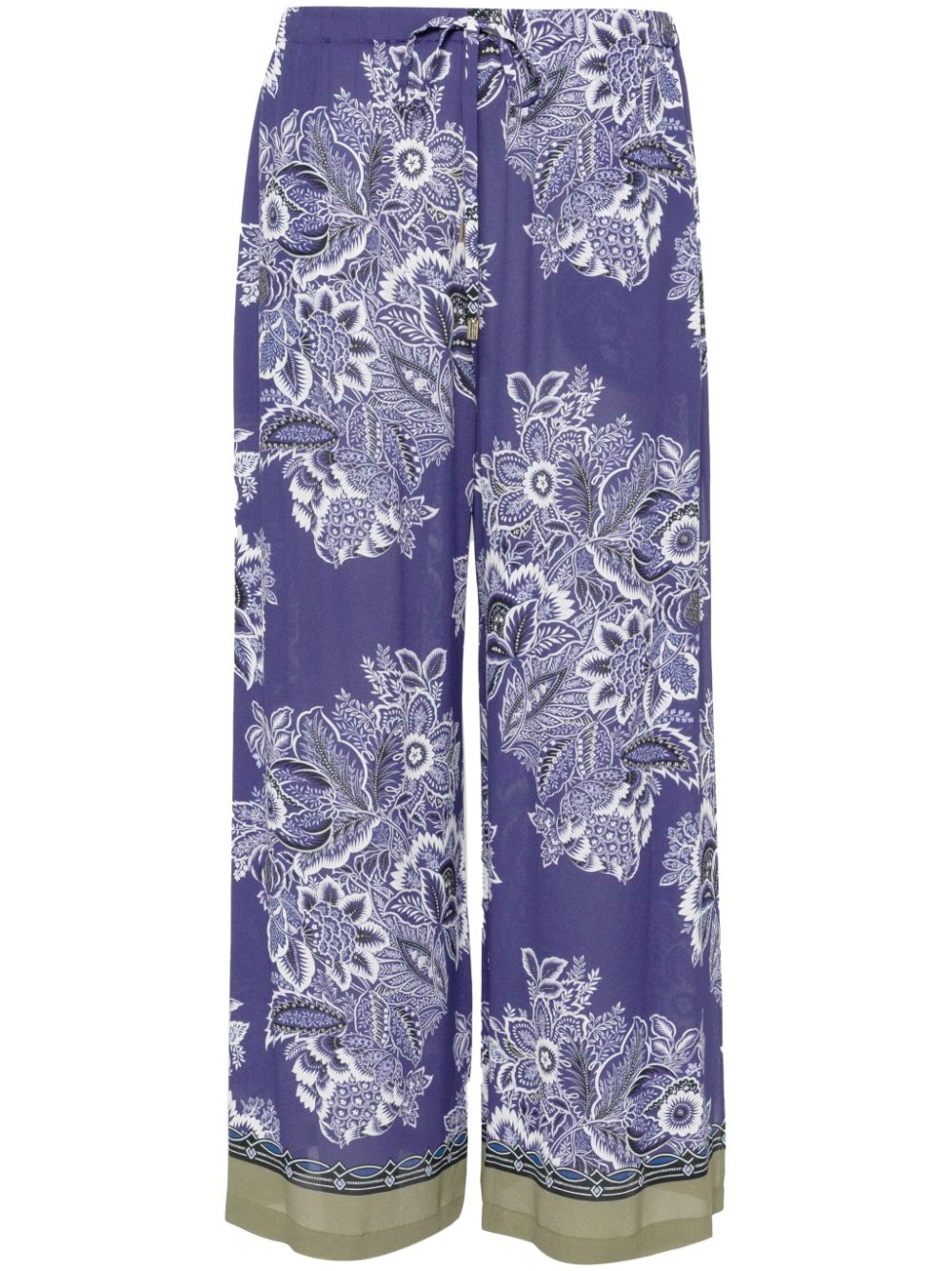 Floral-print wide-leg trousers - Blue