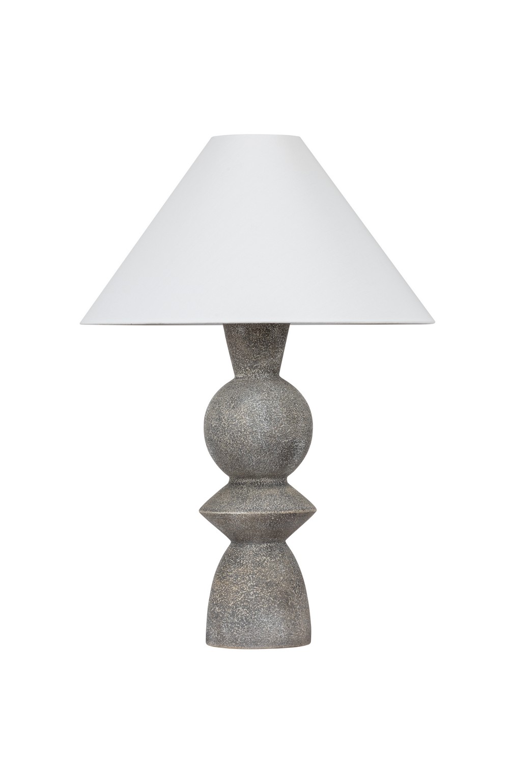 Patina Brass Ceramic Lunar Grey Table Lamp from the Cyrah Collection