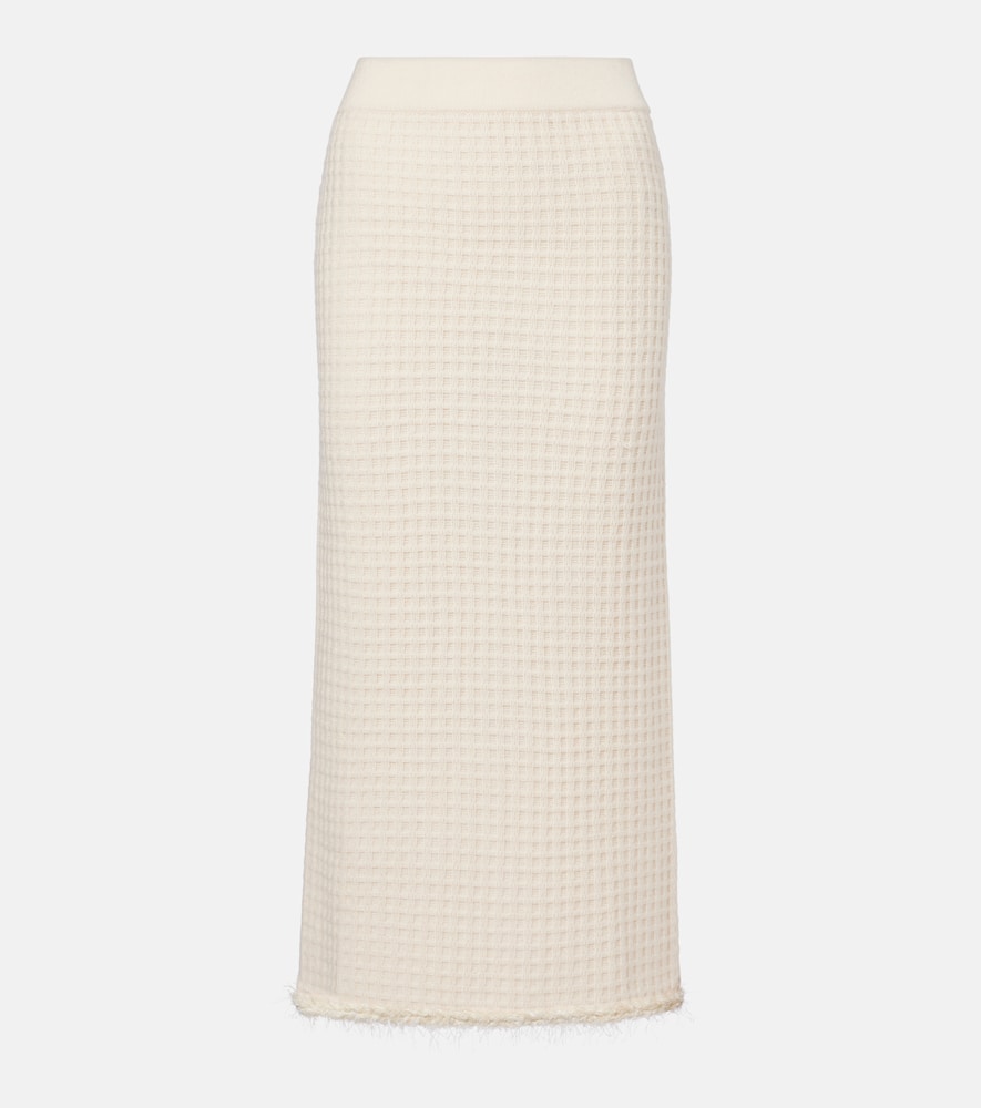 Distressed wool and cashmere pencil skirt