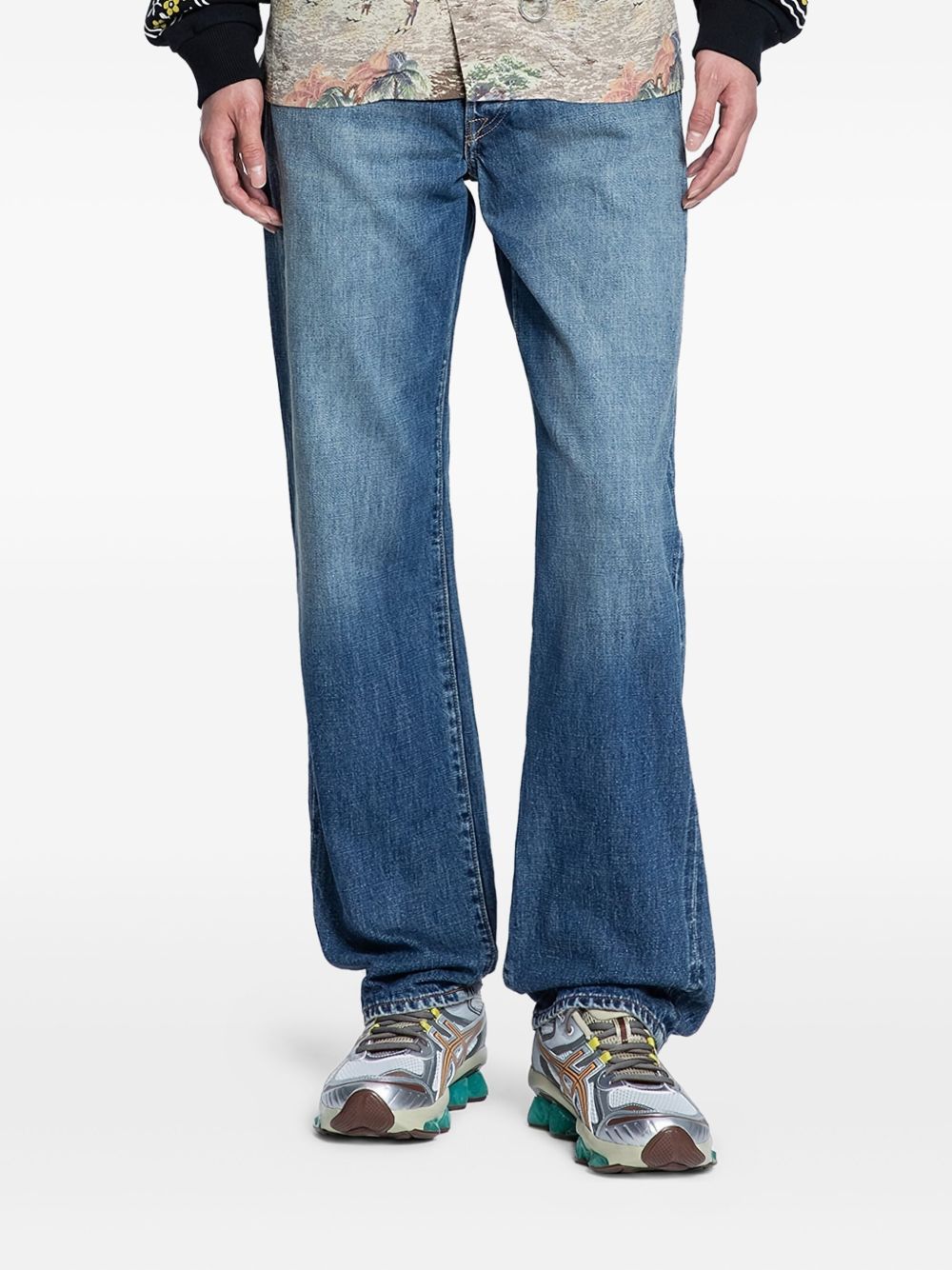 Logo-patch cotton jeans - Blue