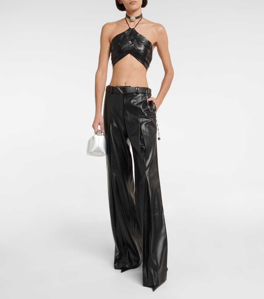 Vortico low-rise wide-leg faux leather pants