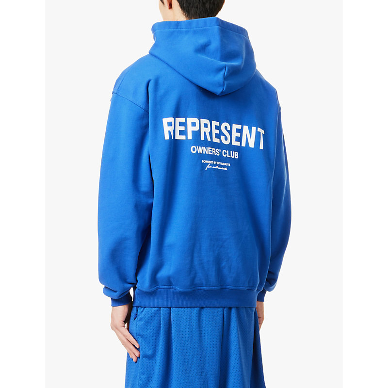 Mens Cobalt Owners Club Brand-print Cotton-jersey Hoody 