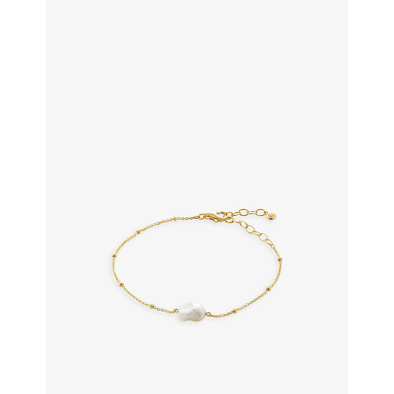 Womens Gold Nura Keshi 18ct Yellow Gold-plated Vermeil Recycled Sterling-silver and Pearl Bracelet 