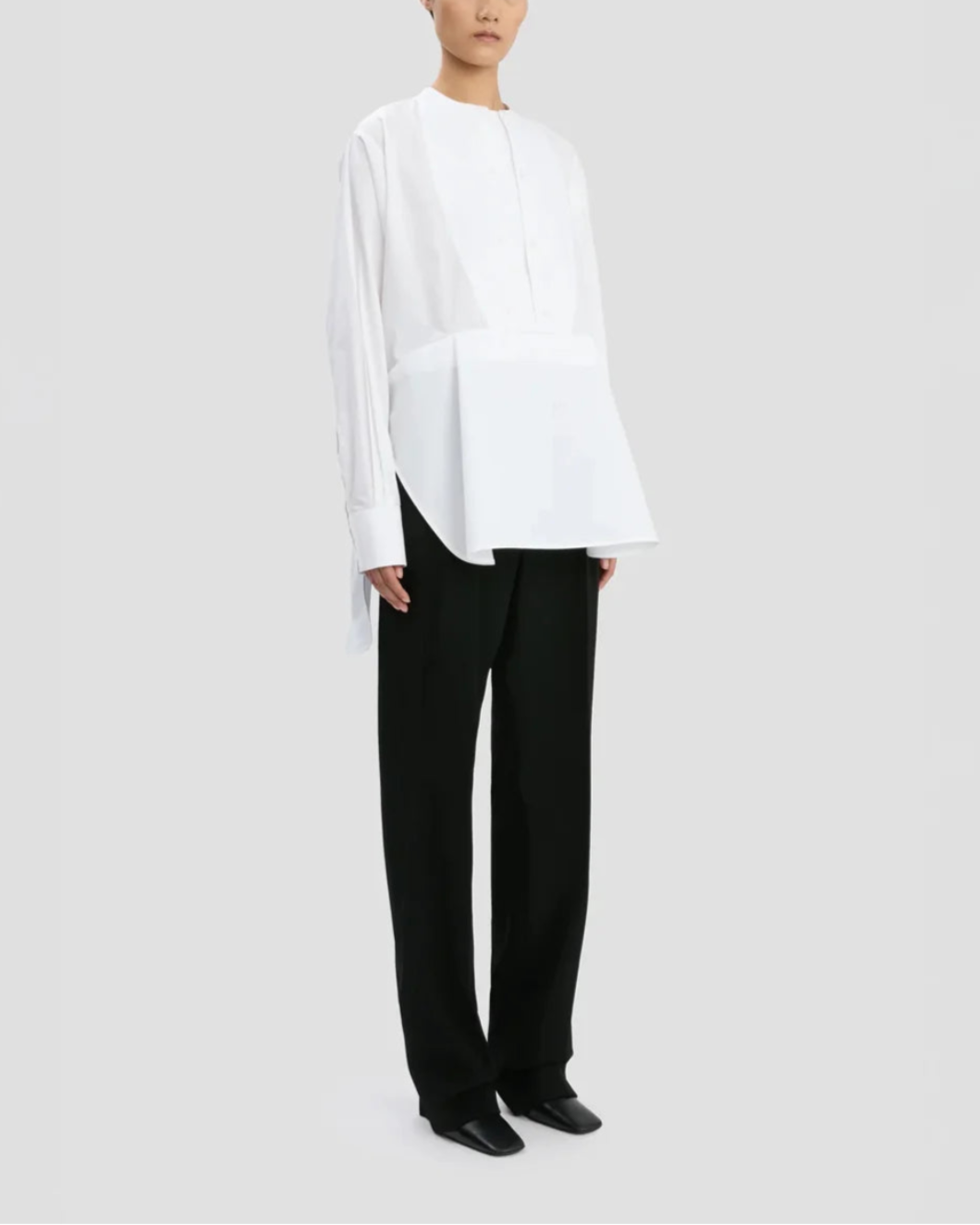 Double Bib Detail Shirt In White