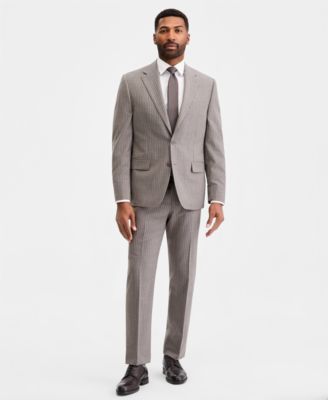 Mens Classic Fit Grey Pinstripe Suit Separates