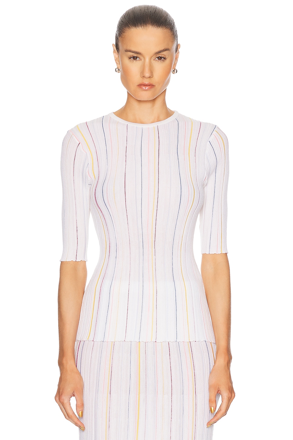 Gabriela Hearst Fitz Short Sleeve Top in Ivory