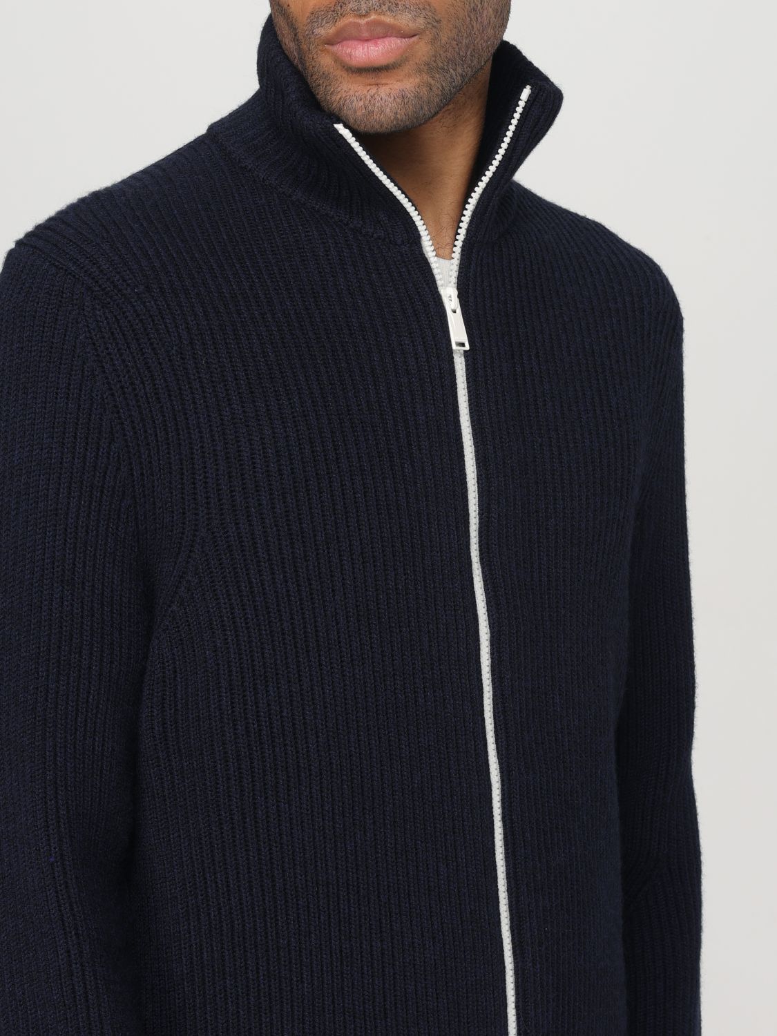 Ribbed wool cardigan - Blue