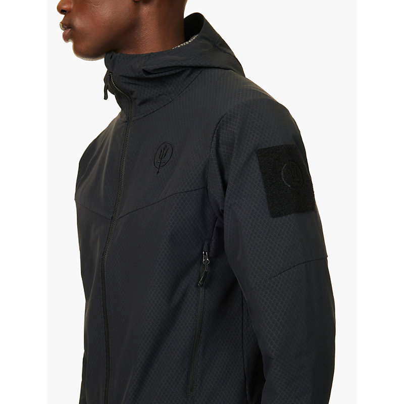 Mens Black Veles Brand-patch Stretch-shell Hooded Jacket 