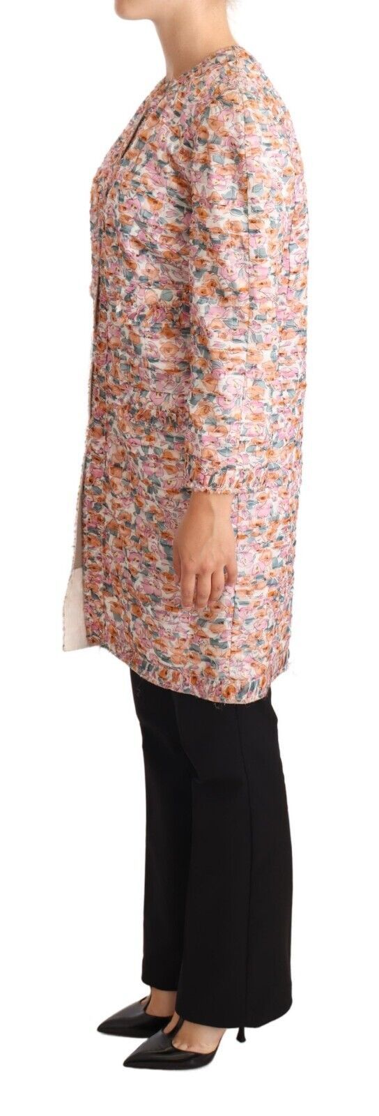 Floral Print Silk Trench Coat — Multicolor