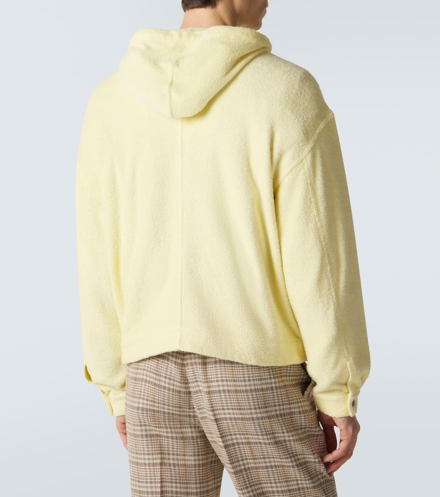 Cotton-blend pile zip-up hoodie