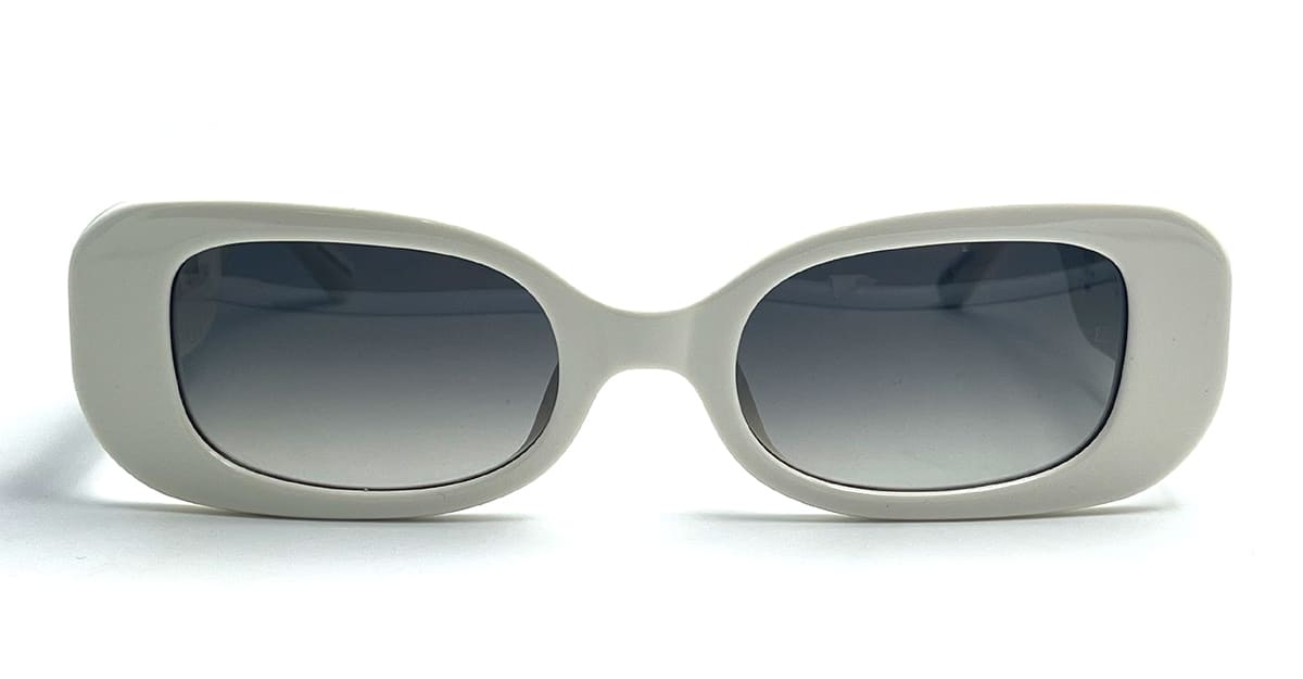 Eyelet-embellished oval-frame sunglasses - White