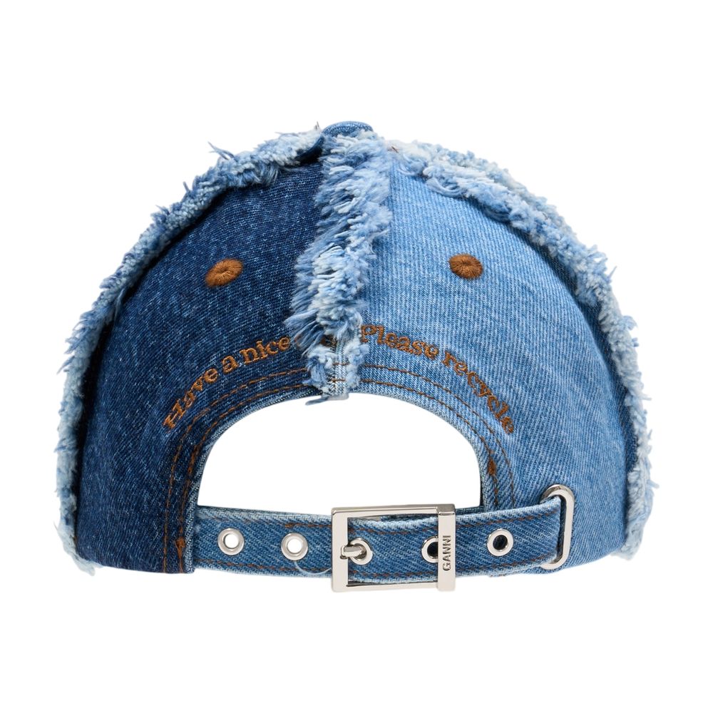 B3020078-999 Distressed Denim Baseball Cap — Blue