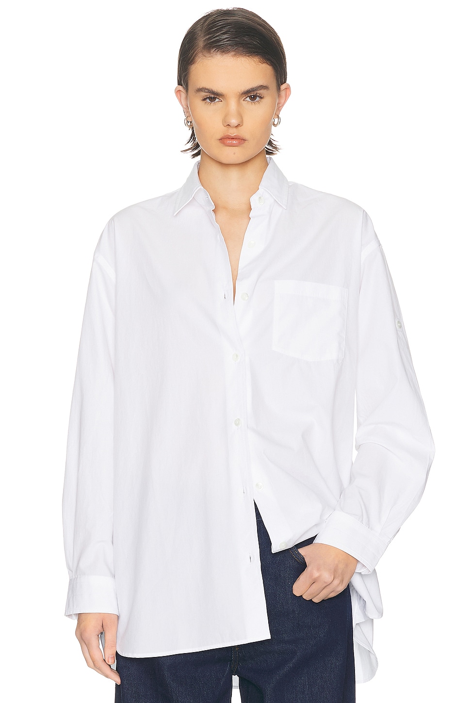 AGOLDE X Maria McManus A-Line Poplin Top in White Cotton - White. L also in M