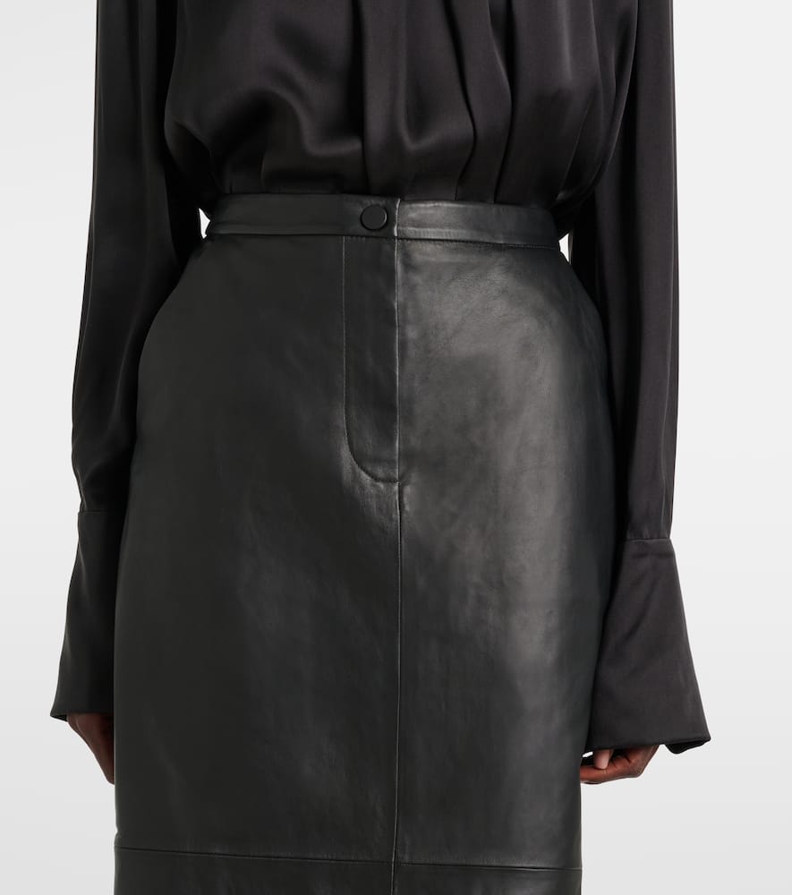 Leather midi skirt