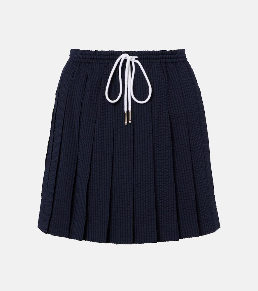 Pleated striped wool miniskirt