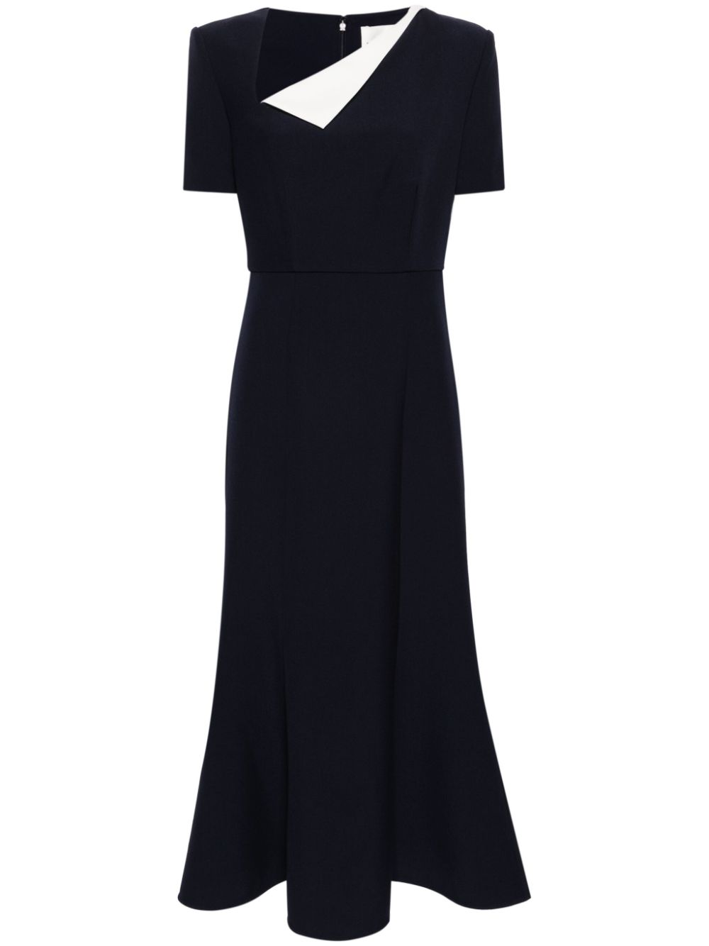 Asymmetric-neck crepe maxi dress - Blue
