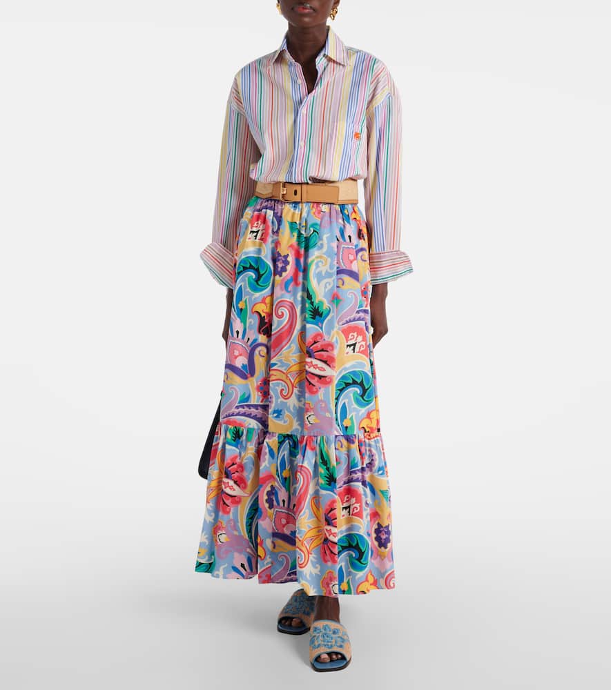Printed cotton maxi skirt