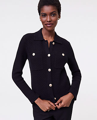 Ann Taylor Petite Collared Sweater Jacket