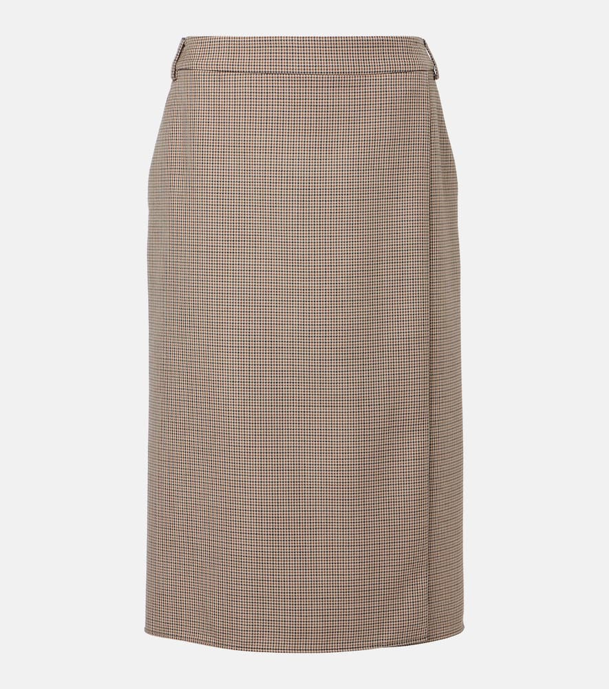 Houndstooth wool pencil skirt