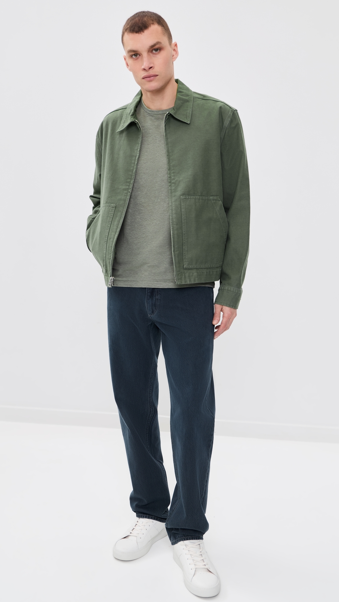 Stretch Linen Crew Neck Tee Agave