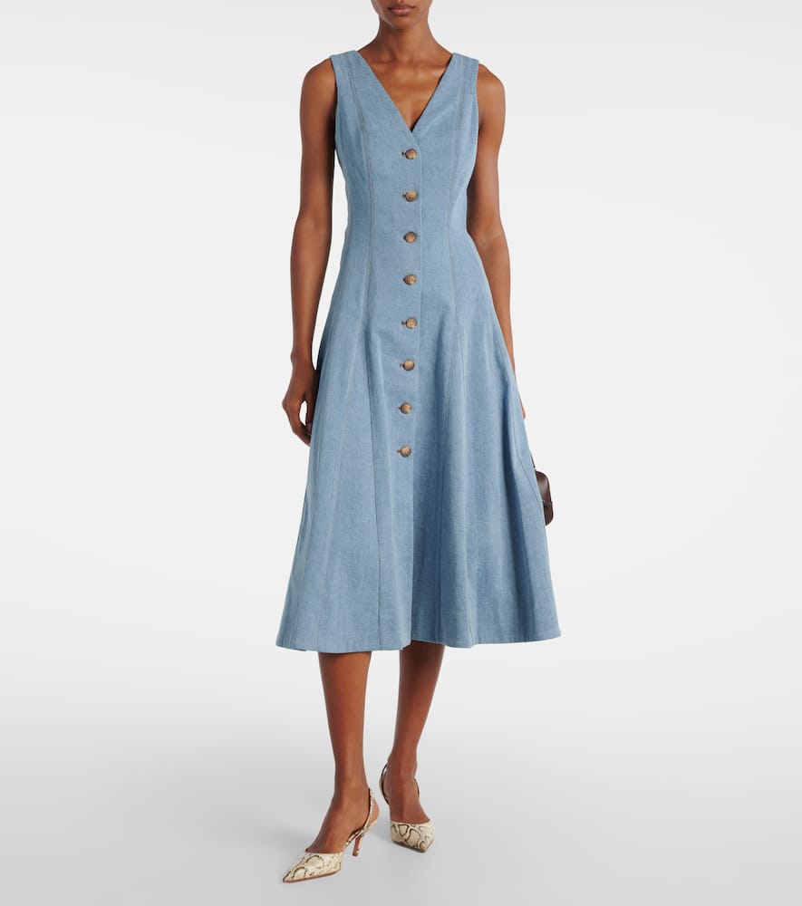 Lou pleated denim midi dress