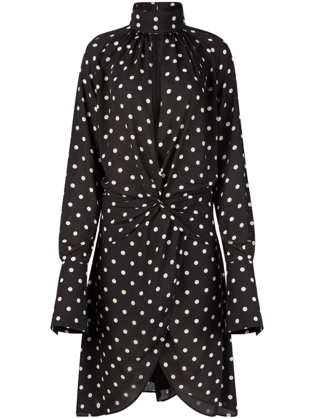 Polka-dot print midi dress - Black