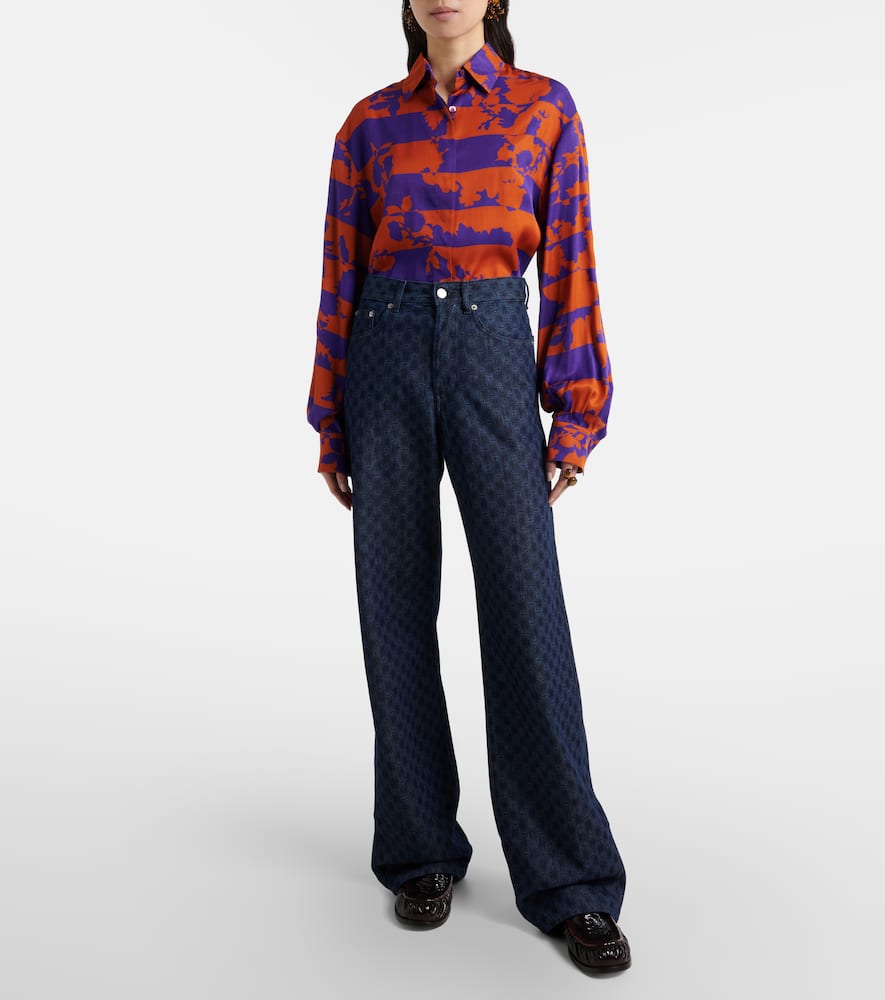 Floral wide-leg jeans