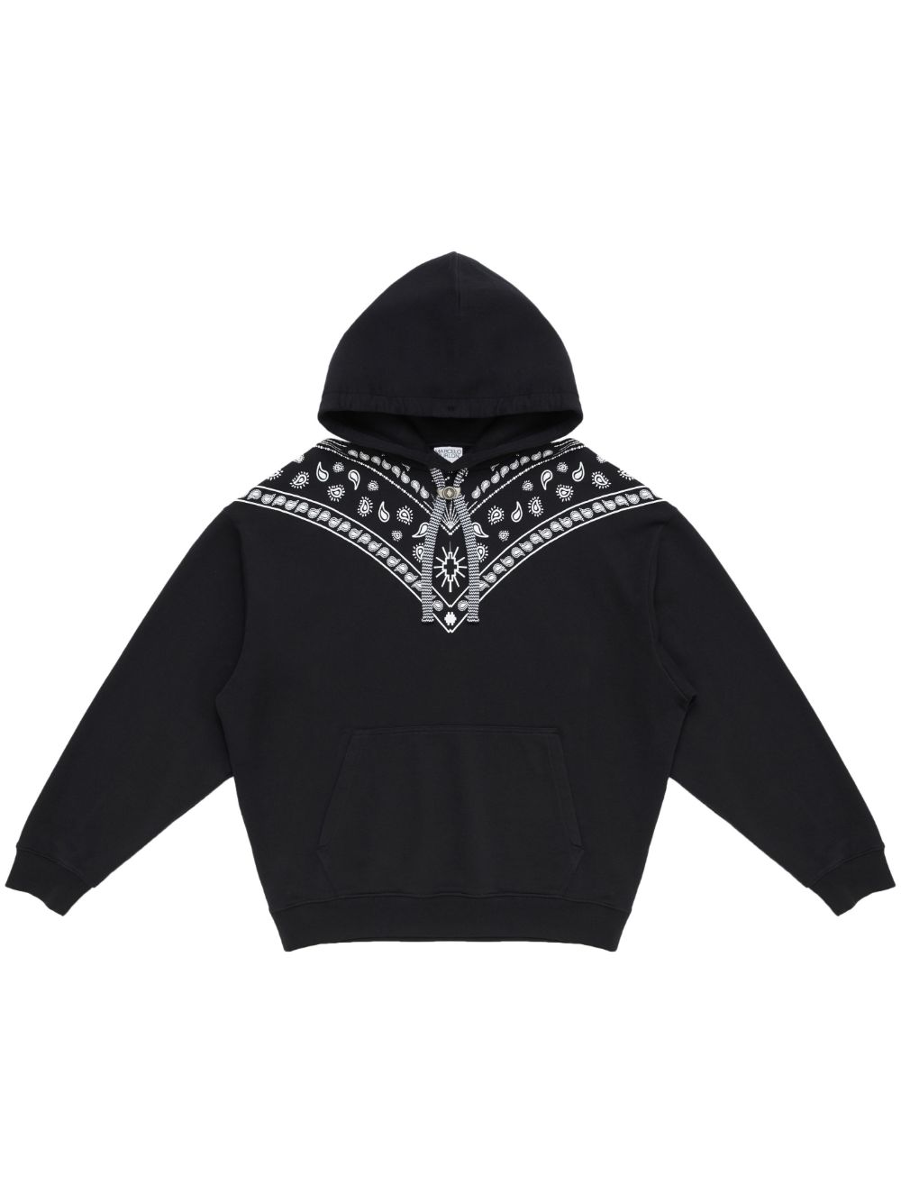 Bandana-embroidered drawstring hoodie - Black