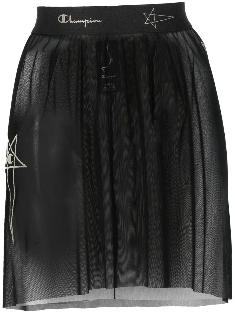 Logo-waistband sheer skirt - Black