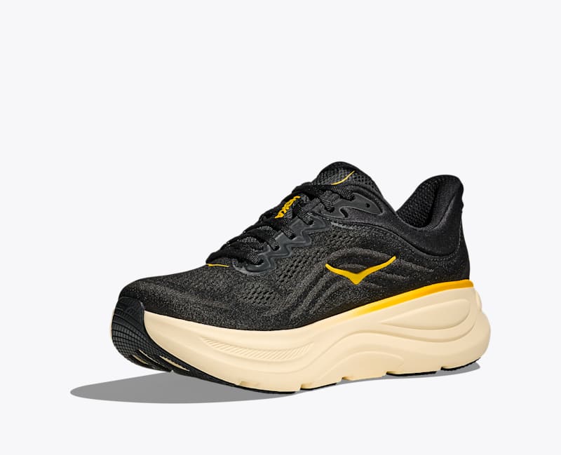 HOKA Men's Bondi 9 Shoes in Carbon Black/Yellow Gold