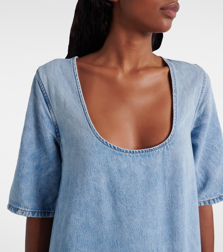 Ruffled denim minidress