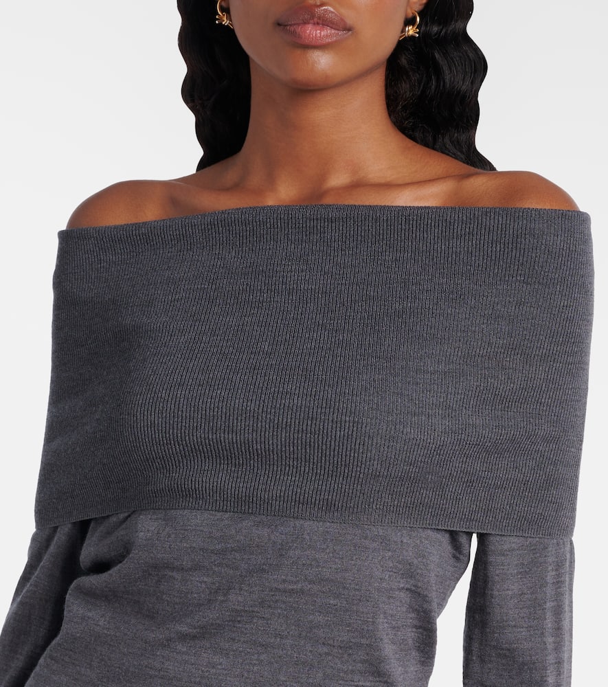 Off-shoulder virgin wool top