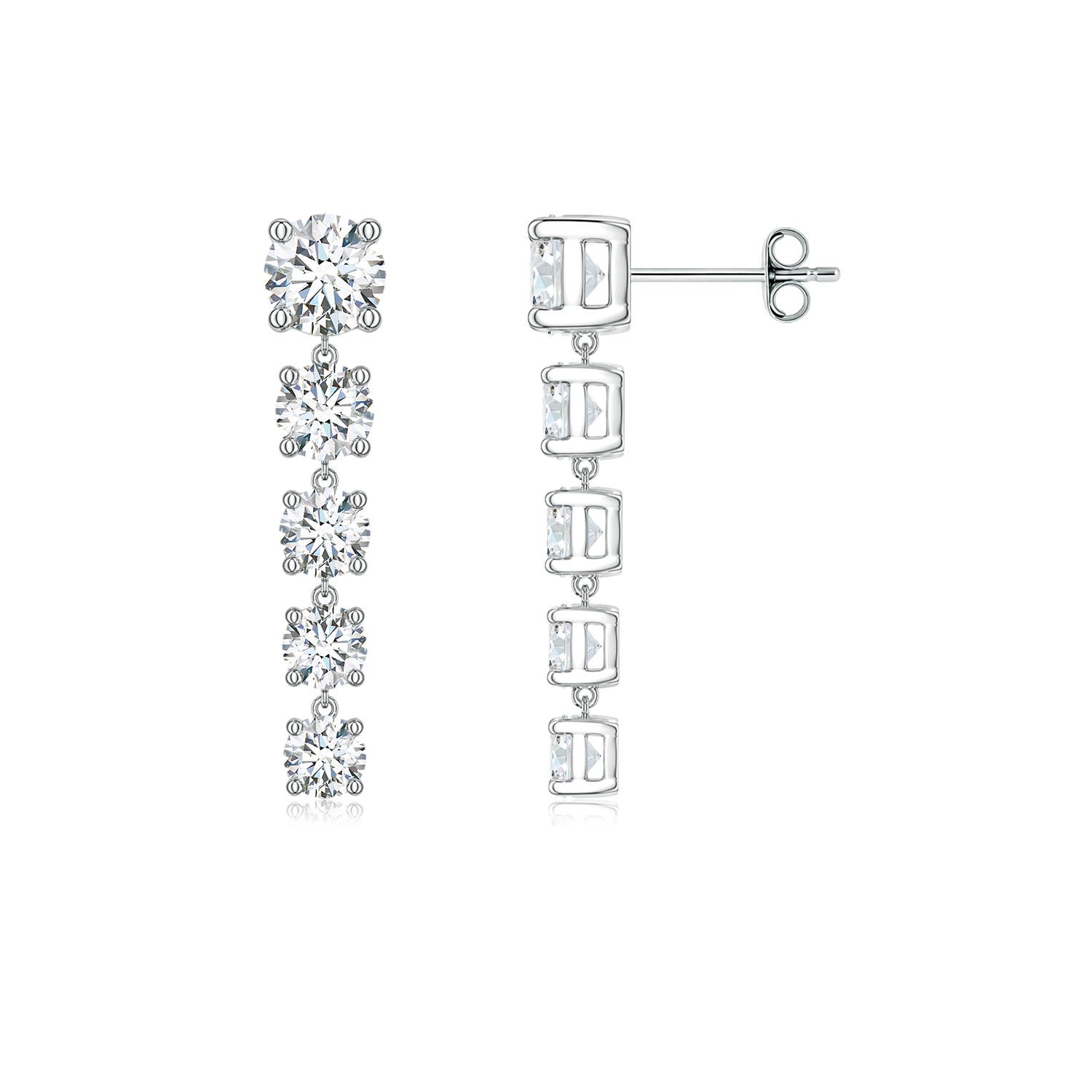 Angara 2.44 CTW Graduated Round Lab-Grown Diamond Five-Stone Dangle Earrings in Platinum