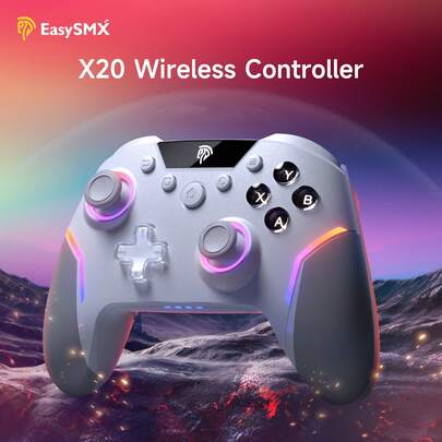 EasySMX X20 PC And Multi-Platform Gaming Controller, Featuring Mechanical Tactile Buttons, Dual-Lock Hall Effect Triggers, Dual-Stage Detachable Ha