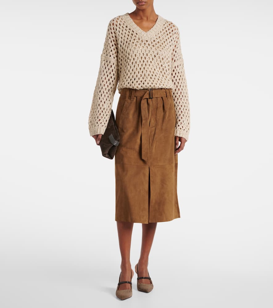 Sequined silk and linen-blend sweater