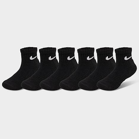 Little Kids Dri-FIT Ankle Socks (6-Pack) in Black