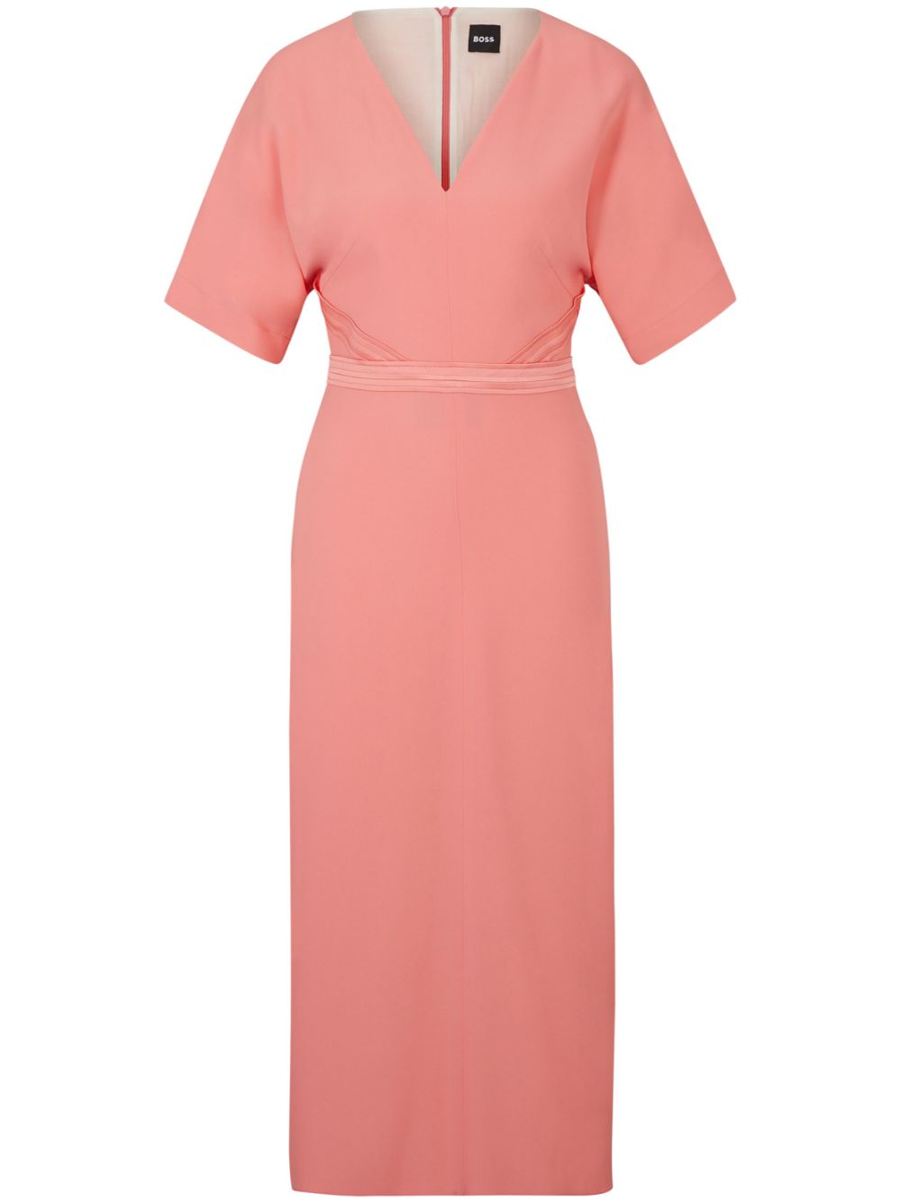 Stitched V-neck midi dress - Pink