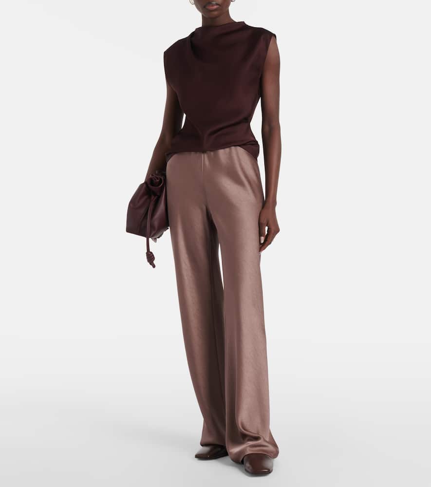 High-rise satin straight pants