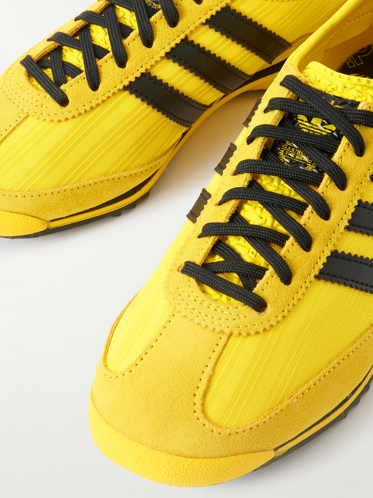 Sl 72 Og Suede And Leather-trimmed Jacquard Sneakers - Yellow