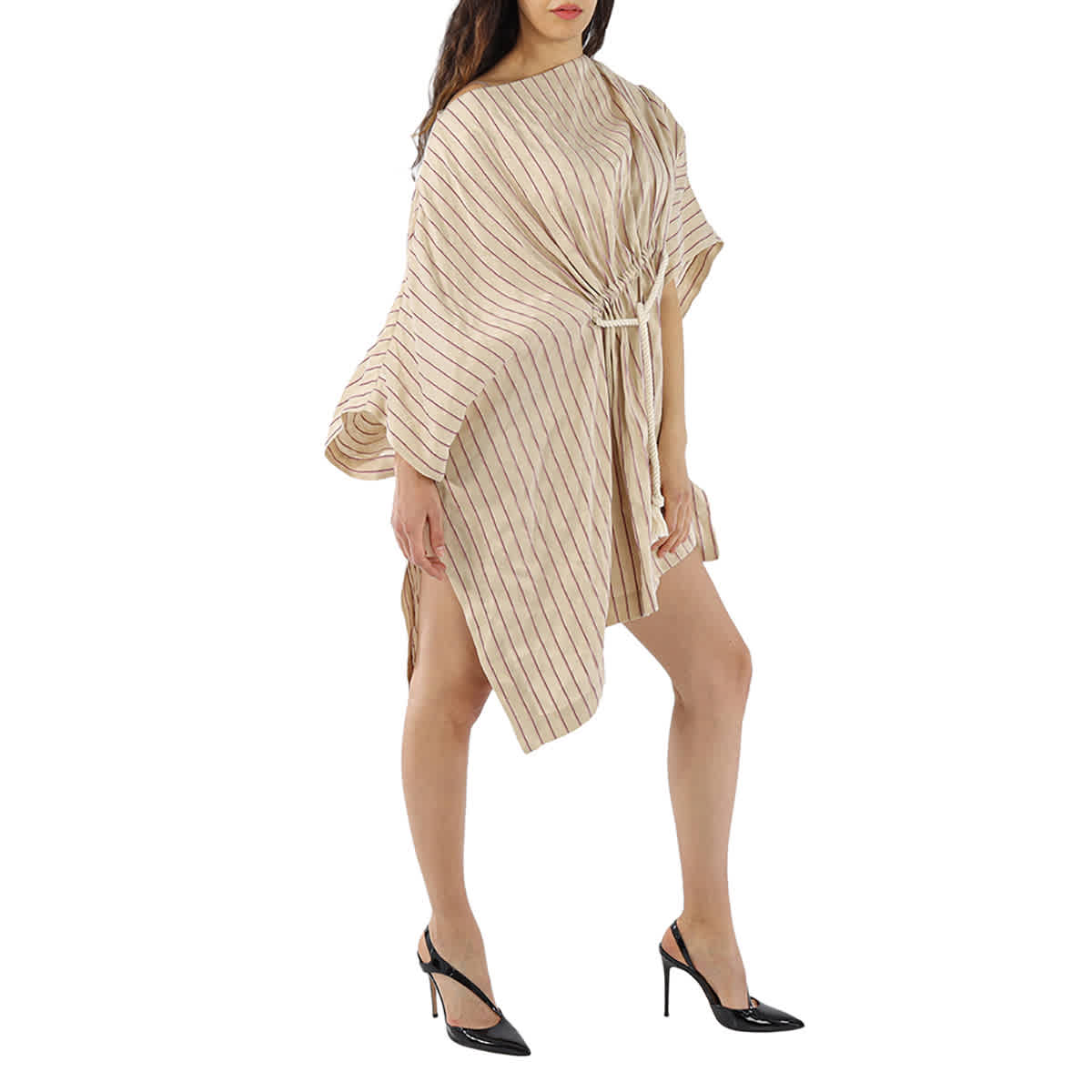 Ladies Striped Linen Boatneck Tunic Dress