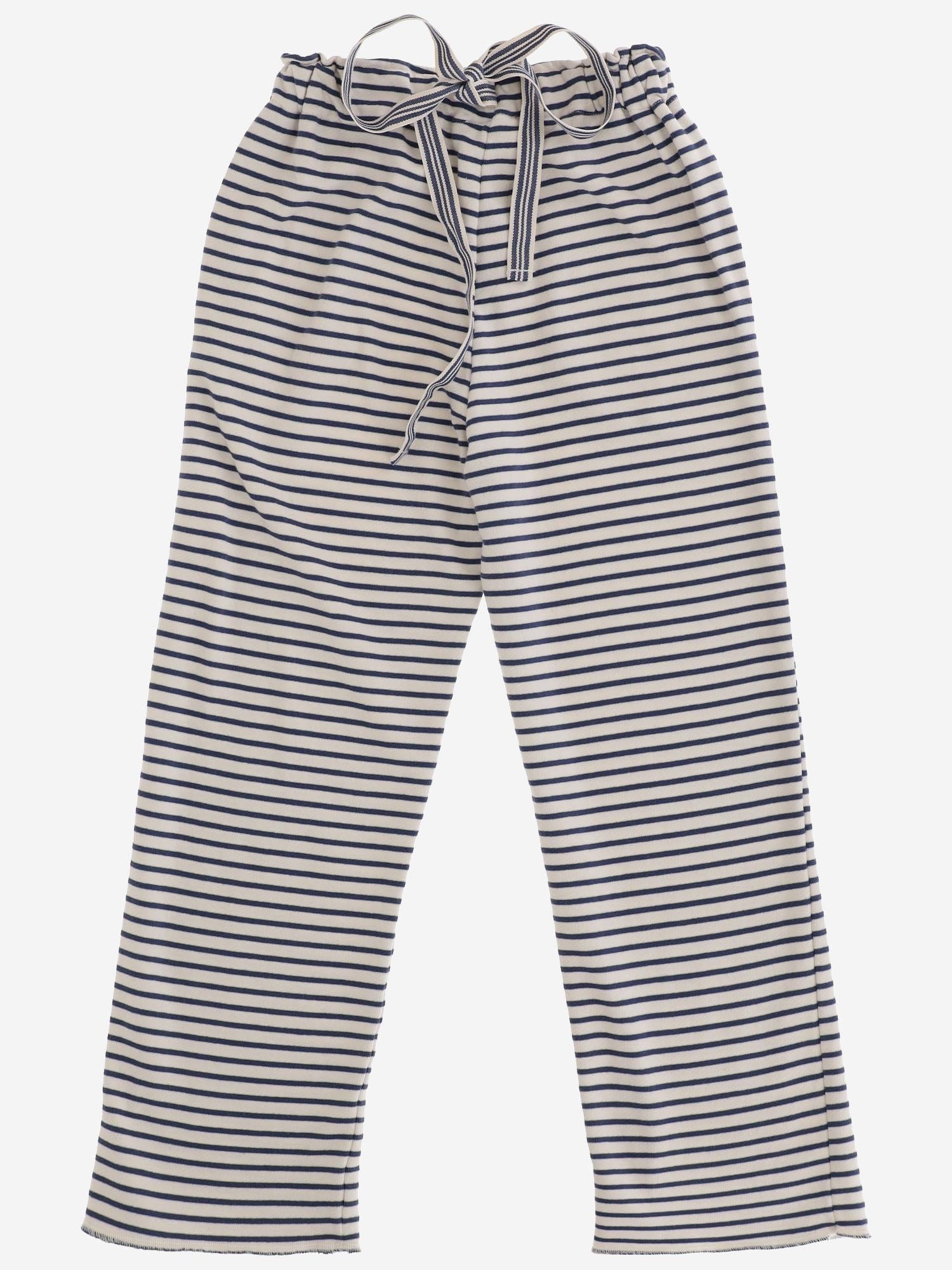 Striped Stretch Cotton Trousers — Navy