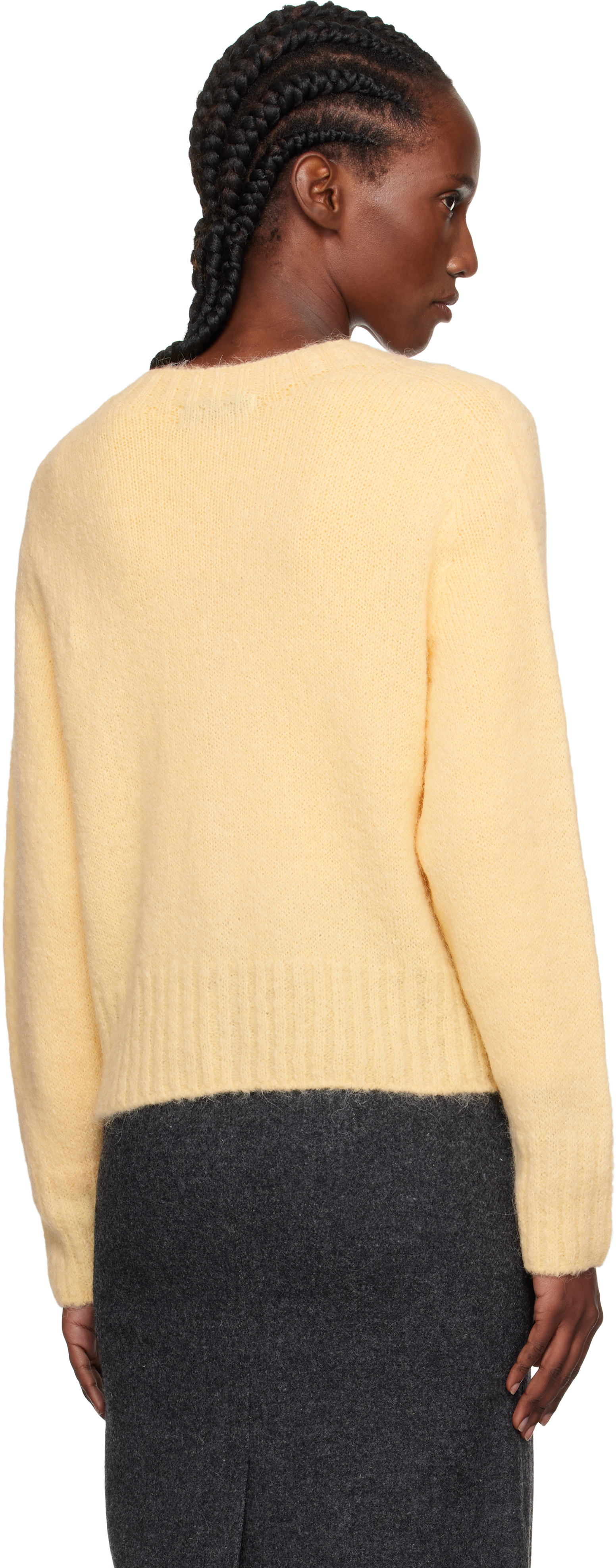 Yellow Alpaca Knit Cardigan