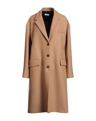 A. b. Woman Coat Camel Size 8 Wool, Polyamide