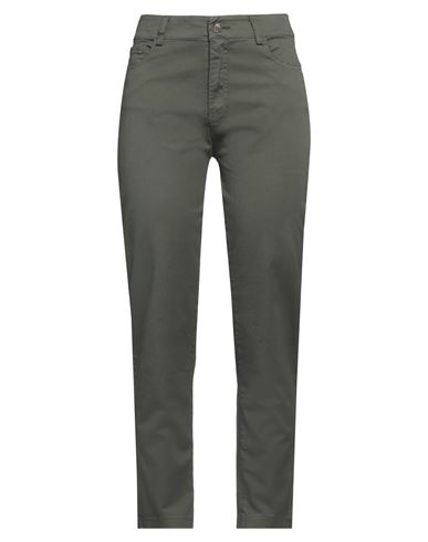 Woman Pants Military green Size S Cotton, Elastane