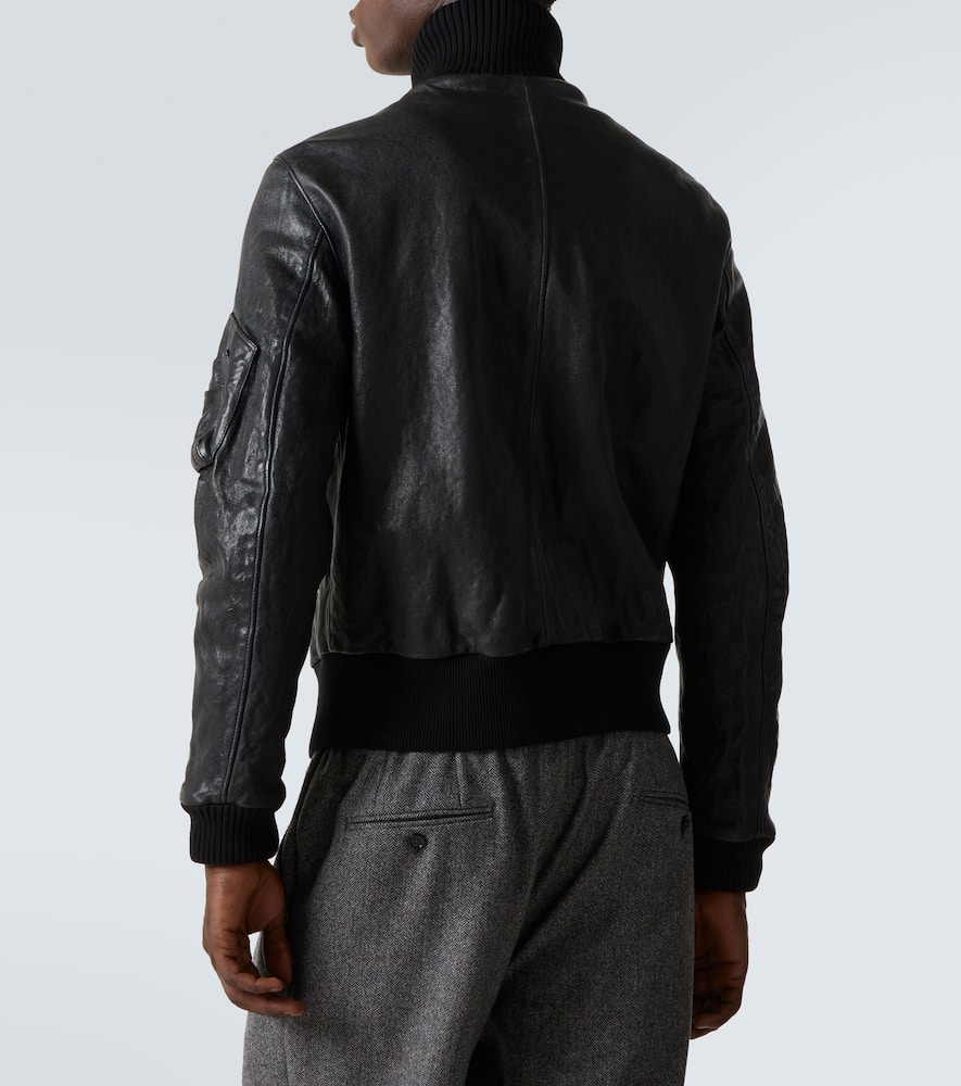 Leather bomber jacket