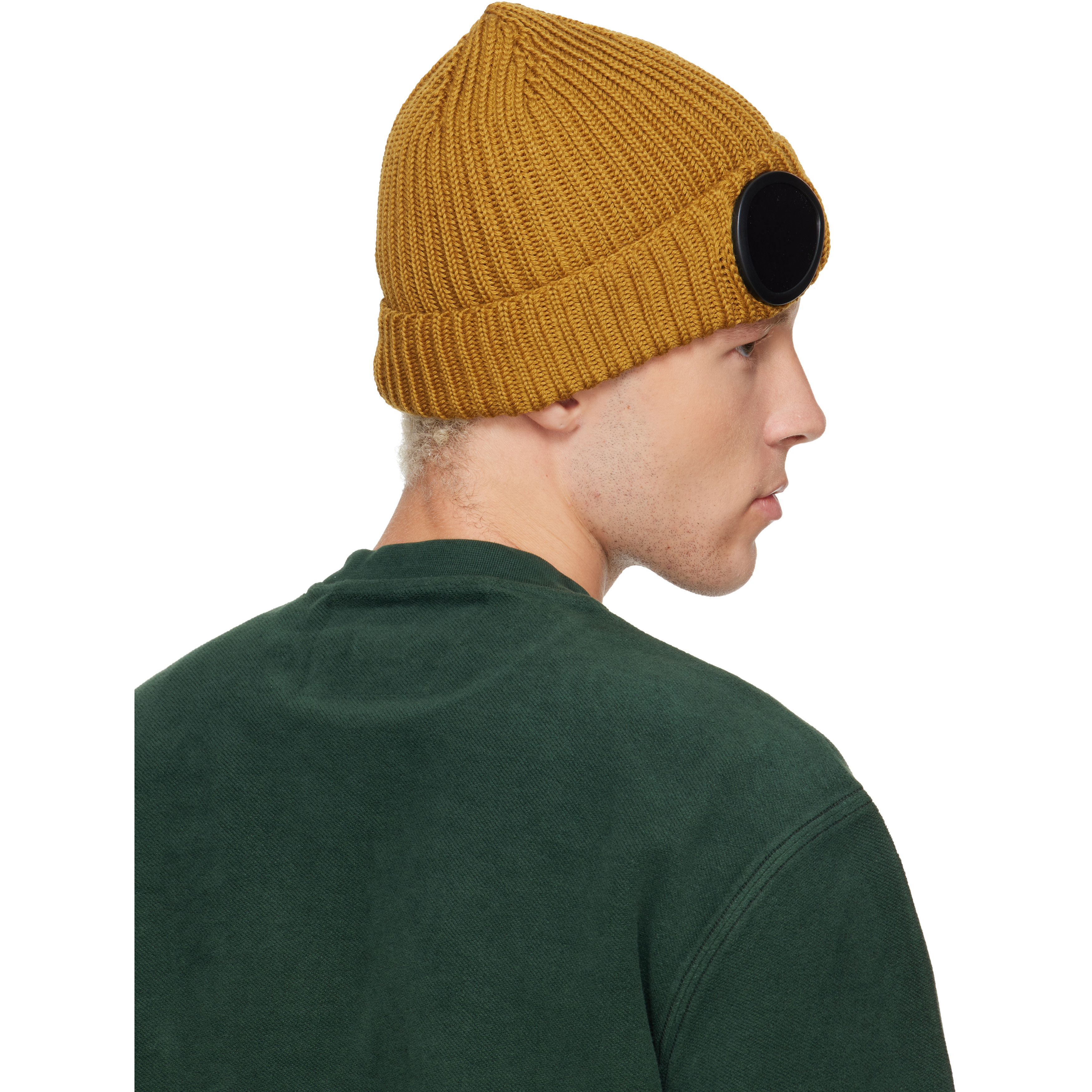 Yellow Extrafine Merino Wool Goggle Beanie